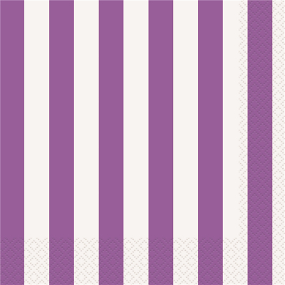 Stripes Purple Luncheon Napkins 16PK