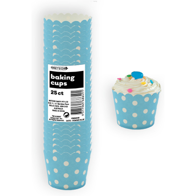 Polka Dots Baking Cups Pastel Blue 25PK