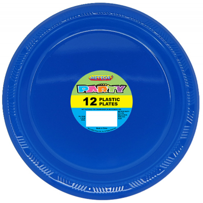 Plastic Around Plates 18cm Royal Blue 12PK