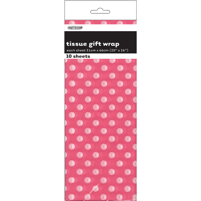 Polka Dots Tissue Sheets Hot Pink 10PK