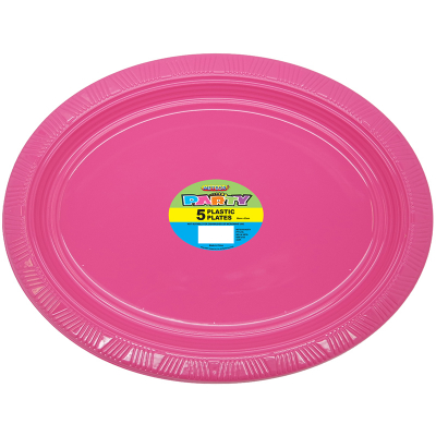 Oval Plastic Plates Pink 5PK