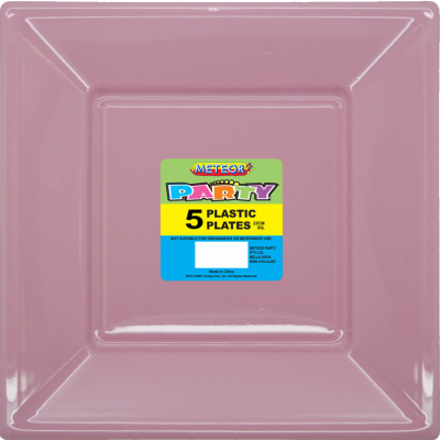 Square Plastic Plates 23cm Pastel Pink 5PK