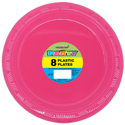 Plastic Around Plates 23cm Hot Pink 8PK