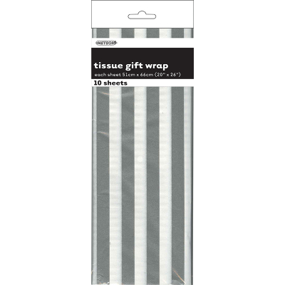 Stripes Silver Tissue Sheet Gift Wrap 10PK