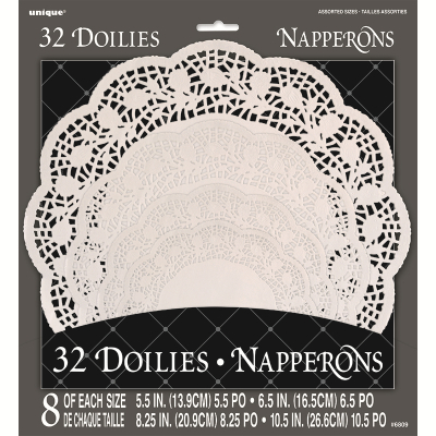 Assorted White Doilies 32PK