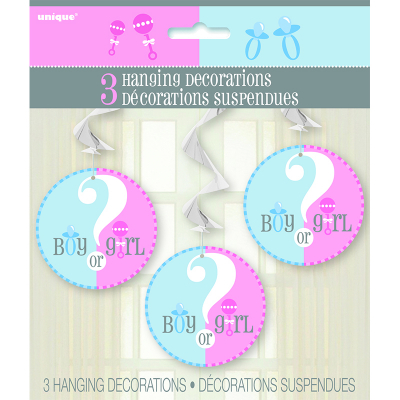 Baby Reveal Swirl Decoration 3PK