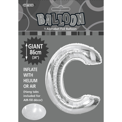 86cm 34 Inch Gaint Alphabet Foil Balloon Silver C