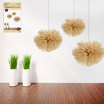 15cm Natural Decorative Puff 3PK