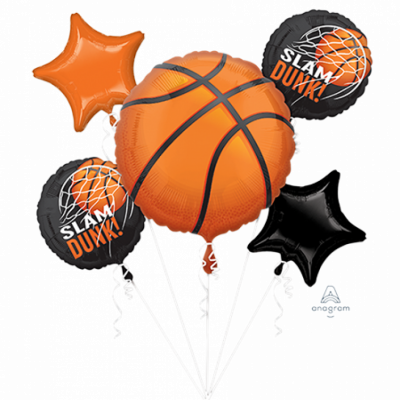 Basketball Fan Foil Balloon Bouquet 5PK