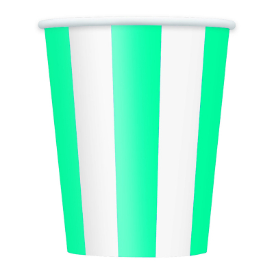 Stripes Teal Cups 6PK