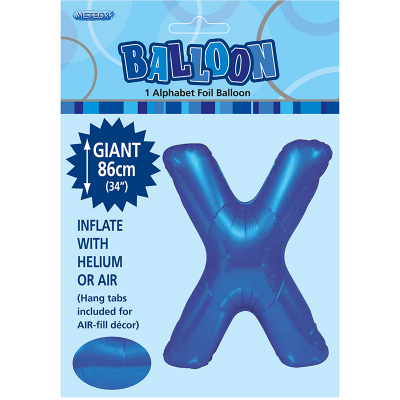 86cm 34 Inch Gaint Alphabet Foil Balloon Royal Blue X