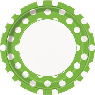 Polka Dots 23cm Plates Lime Green 8PK