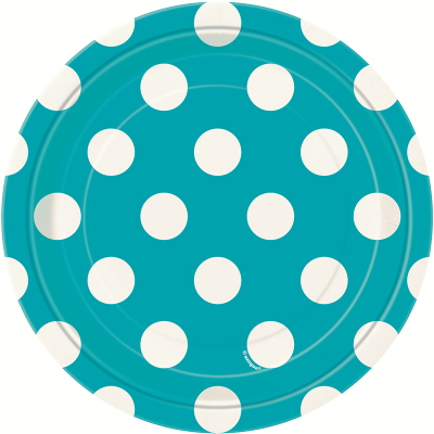 Polka Dots 17cm Plates Caribbean Teal 8PK