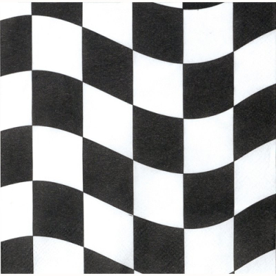 Black & White Check Beverage Napkins 18PK