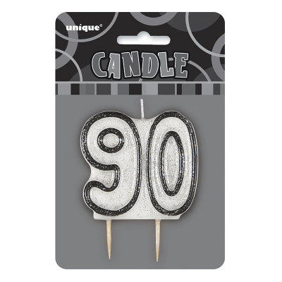 Glitz Birthday Black Numeral Candle 90th