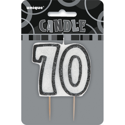 Glitz Birthday Black Numeral Candle 70th