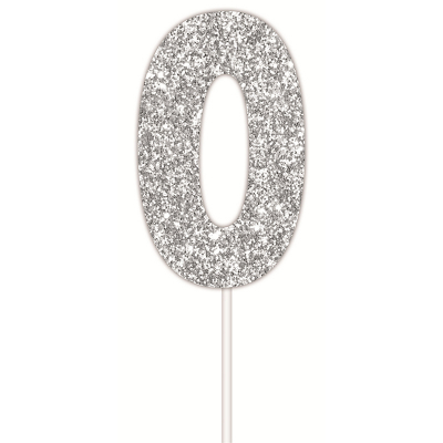 Silver Glitter Cake Topper 0