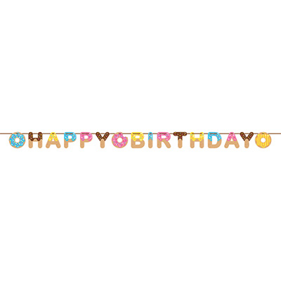 Donut Time Ribbon Banner Happy Birthday