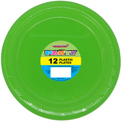 Plastic Around Plates 18cm Lime Green 12PK