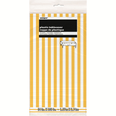 Stripes Yellow Plastic Tablecover