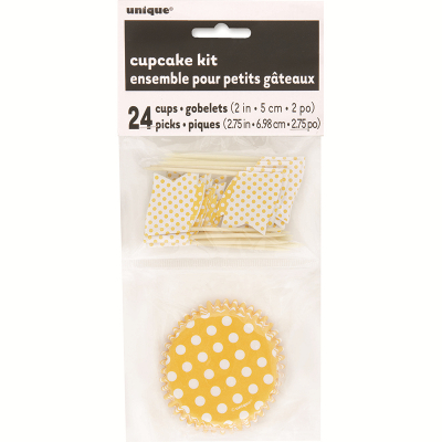 Polka Dots Cupcake Kit Sunflower Yellow 48PK