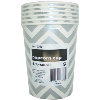 Chevron Popcorn Cup Small Silver 6PK