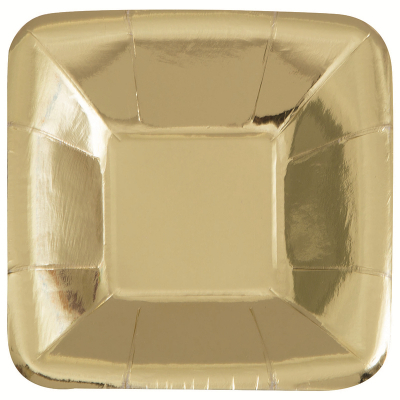 Metallic Gold Foil 13cm Square Paper Plates 8PK