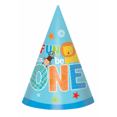 One Wild Boy Paper Cone Hats 8PK