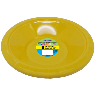 Plastic Bowls 18cm Yellow 8PK