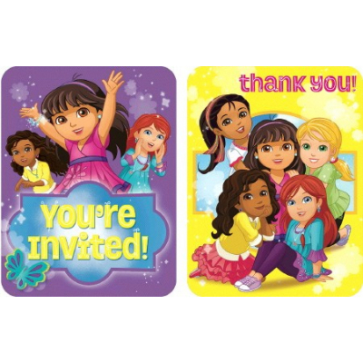 Dora And Friends Invitations & Thank You Card Combo 8PK