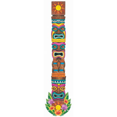 Summer Luau Jointed Cardboard Tiki Island Totem Pole Cutout