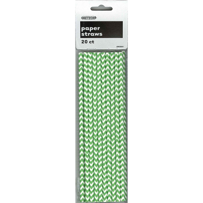 Chevron Paper Straws Green 20PK