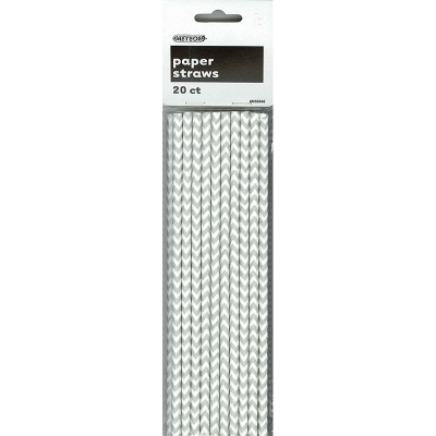 Chevron Paper Straws Silver 20PK