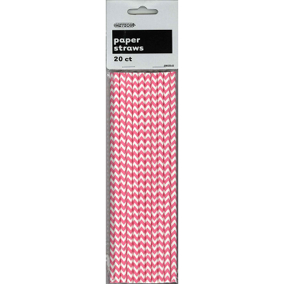 Chevron Paper Straws Pink 20PK