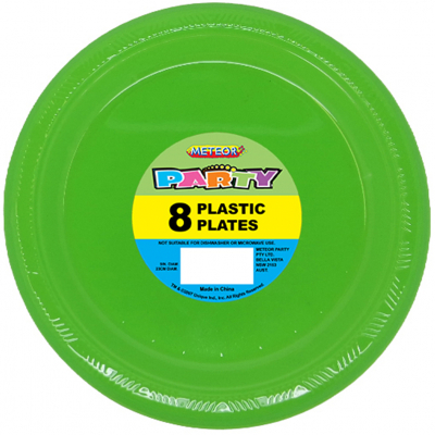 Plastic Around Plates 23cm Lime Green 8PK