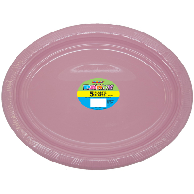 Oval Plastic Plates Pastel Pink 5PK