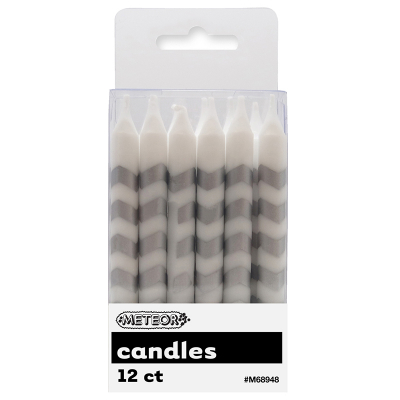 Chevron Candles Silver 12PK