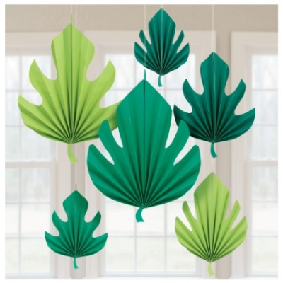 Palm Leaf Shaped Fan Decorations 6PK