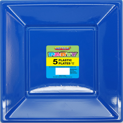 Square Plastic Plates 23cm Royal Blue 5PK