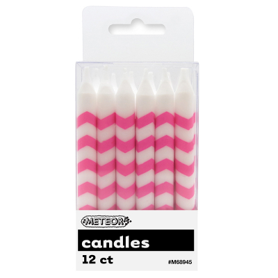 Chevron Candles Hot Pink 12PK