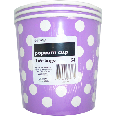 Polka Dots Popcorn Cups Large Pretty Purple 3PK