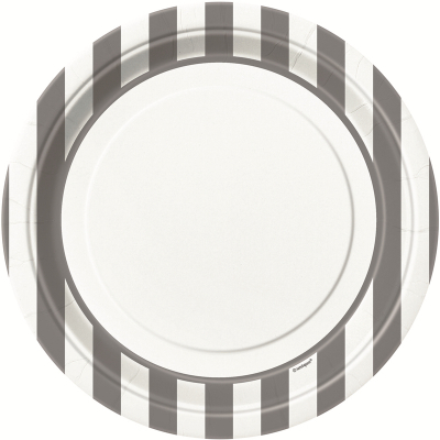 Stripes Silver 23cm Plates 8PK