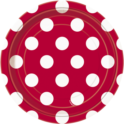 Polka Dots 17cm Plates Ruby Red 8PK