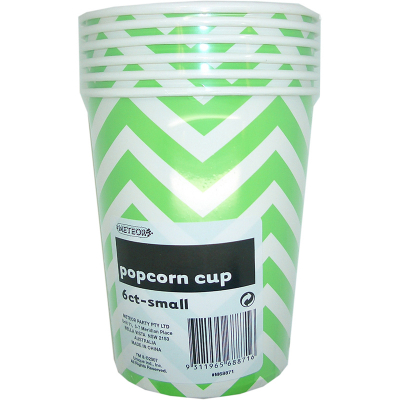 Chevron Popcorn Cups Small Green 6PK