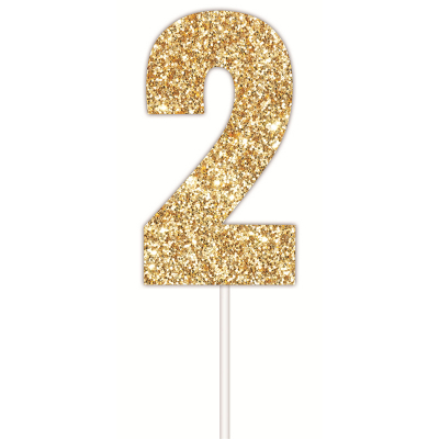 Golden Glitter Cake Topper 2