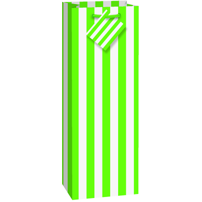 Stripes Lime Green Wine Bag