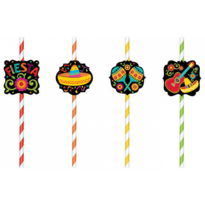 Fiesta Straws Paper Printed Add On 12PK