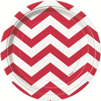 Chevron 17cm Plates Red 8PK