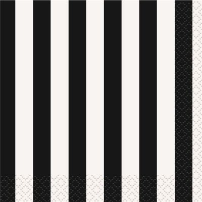 Stripes Black Beverage Napkins 16PK