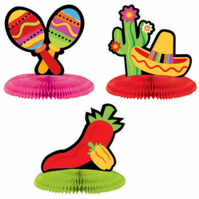 Fiesta Mini Honeycomb Centrepiece Assorted 3PK